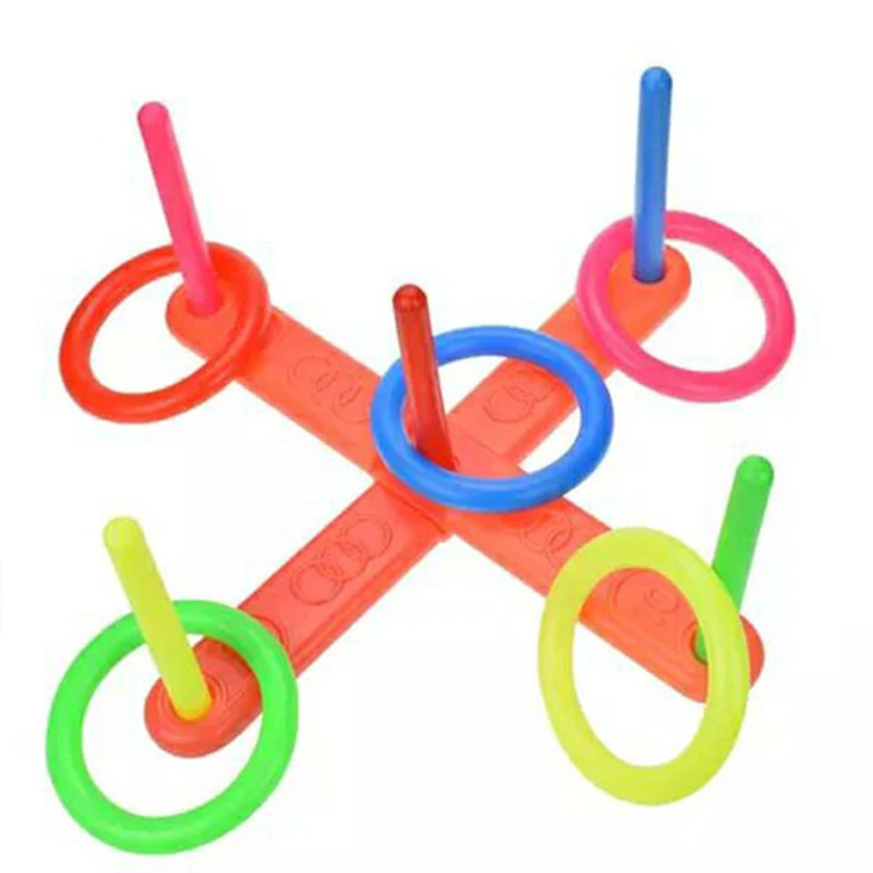 1Set Kids Stacking Rings Outdoor Fun Game Classic Intelligence Educational Toys Baby Children Ring Toss Cast Throw Circle Toys 1set baby soft toys sensory food grade silicone educational building blocks animal 3d creative stacking balance game kids gifts