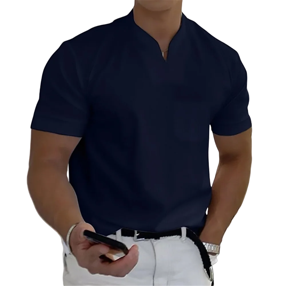 جديد 2024 موضة تي شيرت رجالي بلون القطن قصير الأكم...