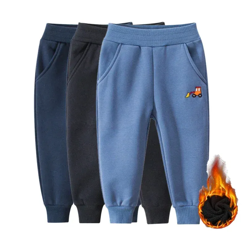 2025 New Kids Winter Warm Sports Pants Baby Boy Girl Pants Trousers Plus Thick Velvet Children Clothes Outfits 6 8 10Y