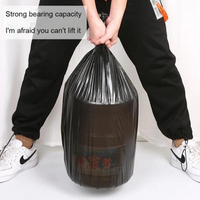 50Pcs Garbage Bags Handle Household Disposable Black Trash Pouch Portable  Thickened Plastic Bag Kitchen Waste Bin Trash Bags - AliExpress