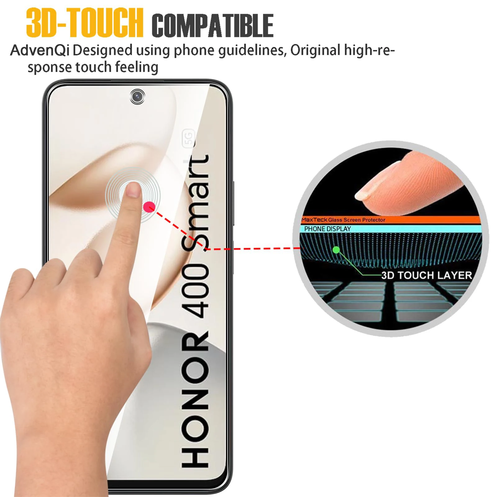 For Honor 400 Smart 6.77 Tempered Glass Screen Protector - HD Crystal, 9H Anti-Scratch, Case-Friendly