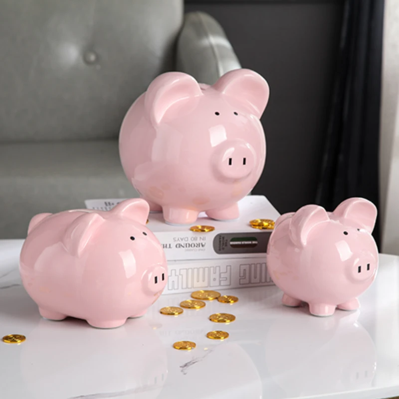 

Wedding Money Box Adult Saving Cartoon Gift Ceramic Ornament Pig Piggy Bank Creative Living Room Tirelire Enfant Home Decoration