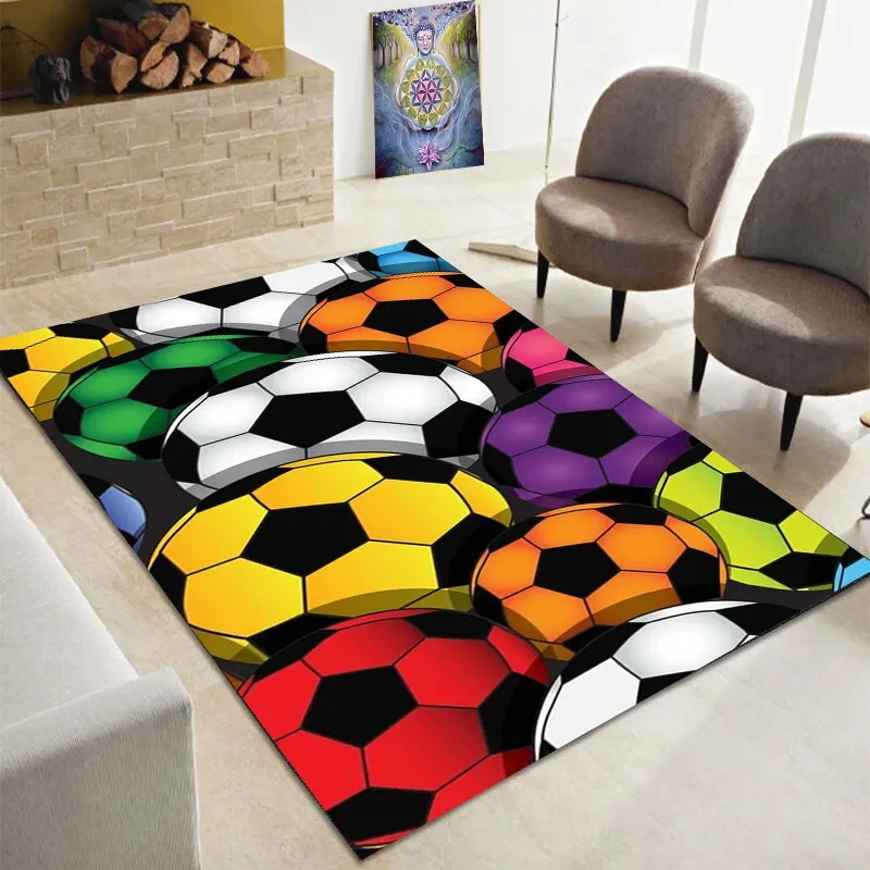 Football Area Rug Ball Sports Theme Carpet Soccer Ball Pattern Floor Mat for Kids Boys Girls Play Room Living Room Bedroom Decor