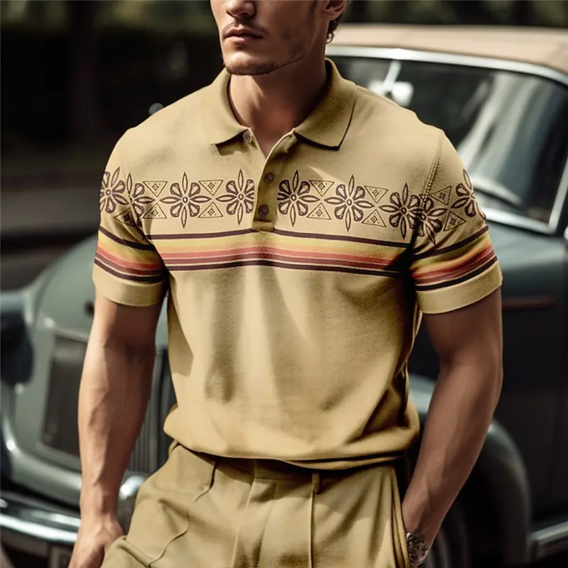 

Men's Lapel Polo Shirt Graphic Prints Geometry TurndownOutdoor Street Short Sleeves Print Cloth Apparel Sports Fashio Streetwear