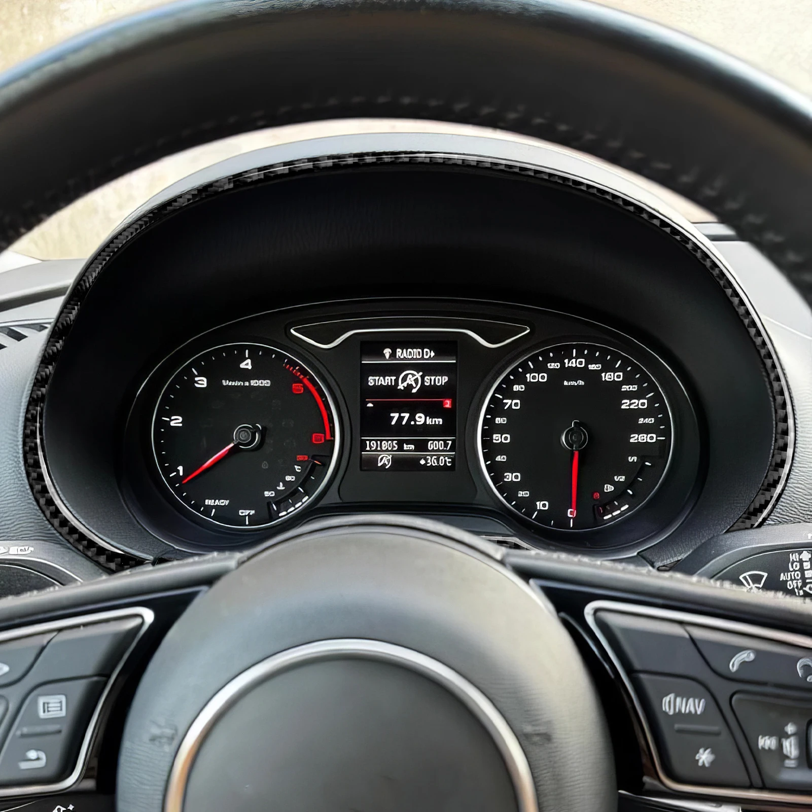 For Audi A3 S3 RS3 8V (2013-2020) Carbon Fiber Interior Sticker, Dashboard Speed Display Decorative Strips Car Trim Accessories