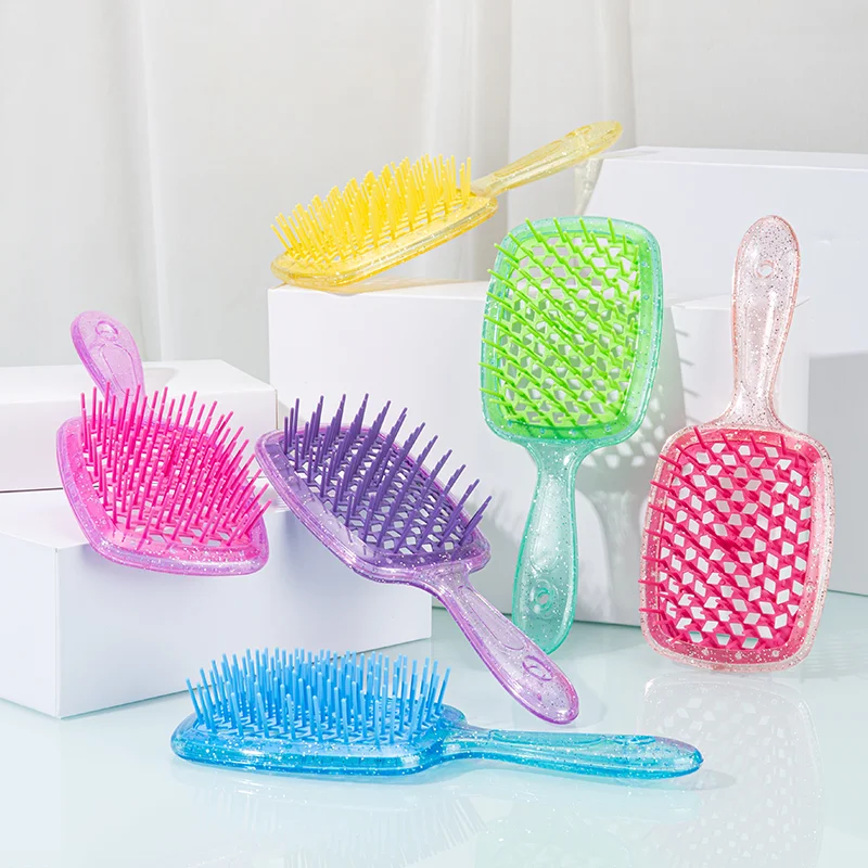 

1pcs Shining Colorful Wide Teeth Air Cushion Comb Bakhogold Comb Hair Brush Anti-static Hollow Hairbrush for Scalp Massage Tools