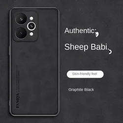 Luxurious Plain Leather Suede Phone Case Cover for Realme 15 (Black)