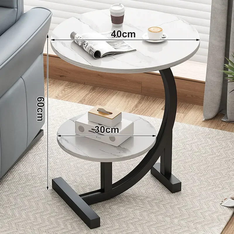 Two Layers Small Side Table For Spaces, Storage Rack, End Mdf+metal, S Living Room Modern Balcony