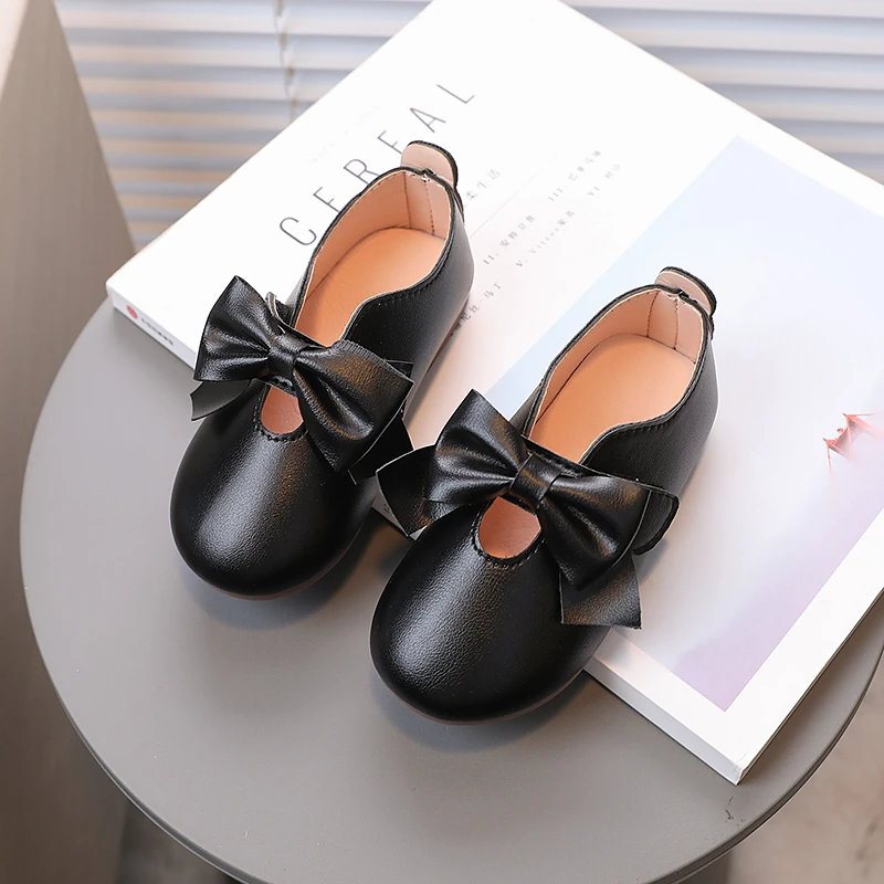 

Toddler Girls Casual Leather Shoes Girl Big Bowknot Wedding Shoes Kids Baby Many Jane Dance Princess Shoes 3-6Y Autumn Spring