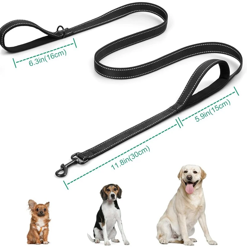 No-Pull Tactical Dog Leash - Heavy Duty Bungee Leash With Aluminum Clip, Reflective, Padded Handle & Car Seatbelt (Blue, 4-6 Ft)