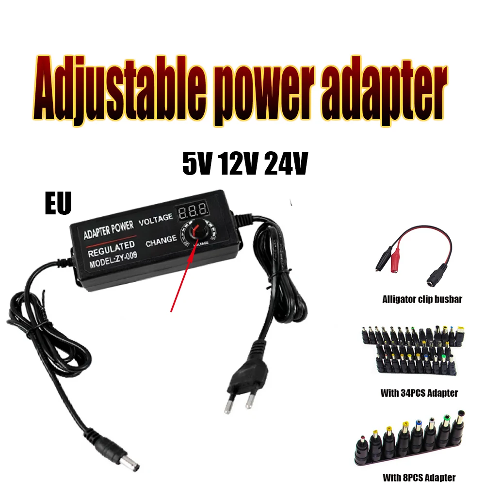 Adaptador de Alimentação com Superfície de Exibição Ajustável ac dc 3v 5v 9v 12v 24v 36v 220v a 12v 1a 2a 3a 10a 34 Pcs