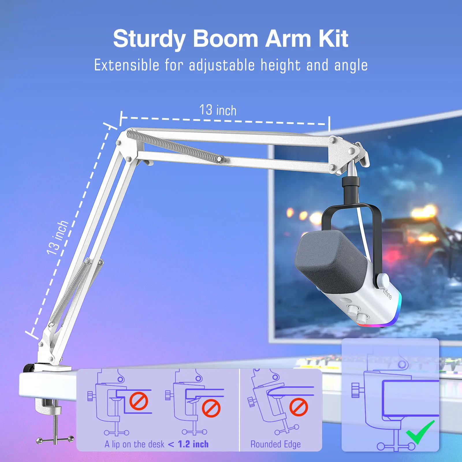 ميكروفون إضاءة احترافي مع ذراع آر جي بي
