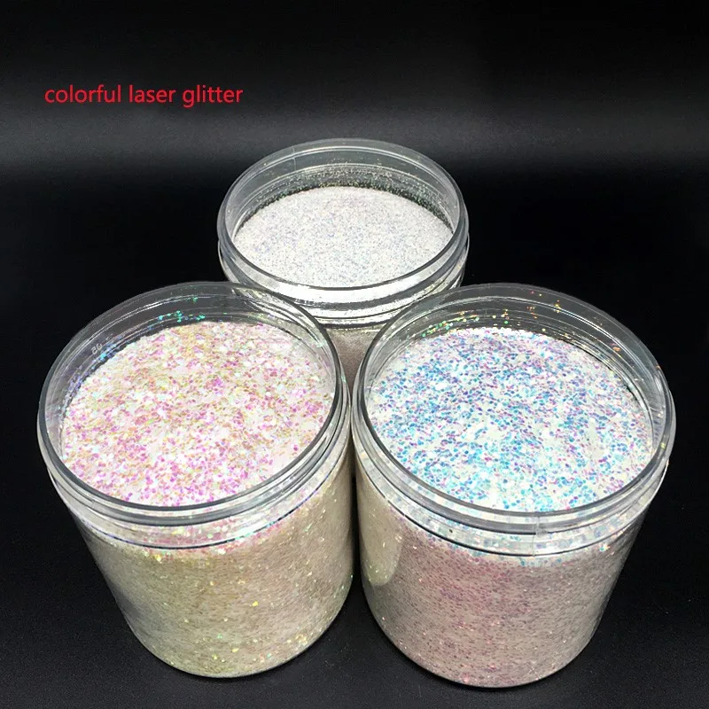 Holographic 0.2mm 0.4mm 1mm AB White Nail Glitters Powder Holo Nail Pigment Powder DIY 3 Color 10ml