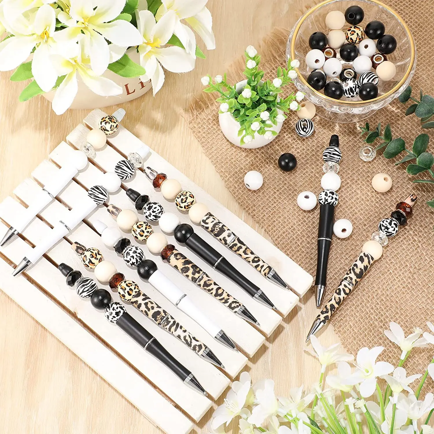 16Pcs Beadable Pens Kit Daisy Themed DIY Beaded Pens Multicolor Beads  Assorted Bead Pens Black Ink Bead Pens Set Creative Beaded - AliExpress