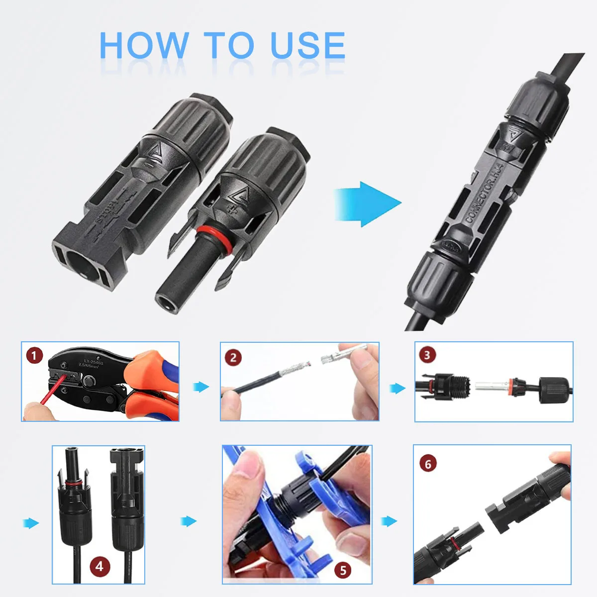 Ratchet Solar Panel CrimpingTool For 2.5-6mm2 30A 1000V Multi-Contact 4 Connectors Photovoltaic Male Female Solar Set