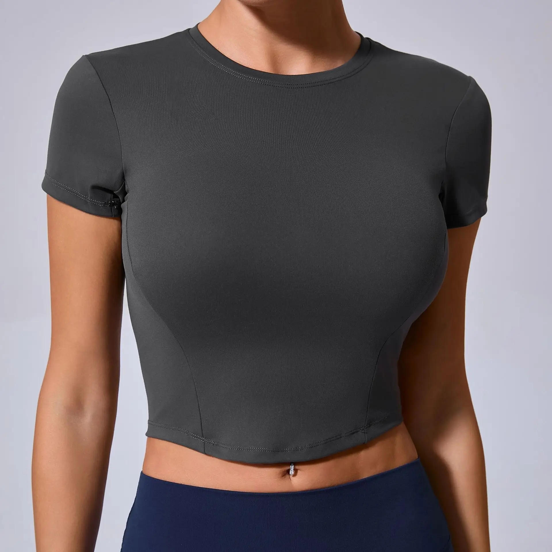 Women's Gym Yoga Sport Short Sleeve Sport Top Clothes Workout T-Shirt Clothes Underwear for Women Soild Sportswear Gym Clothing