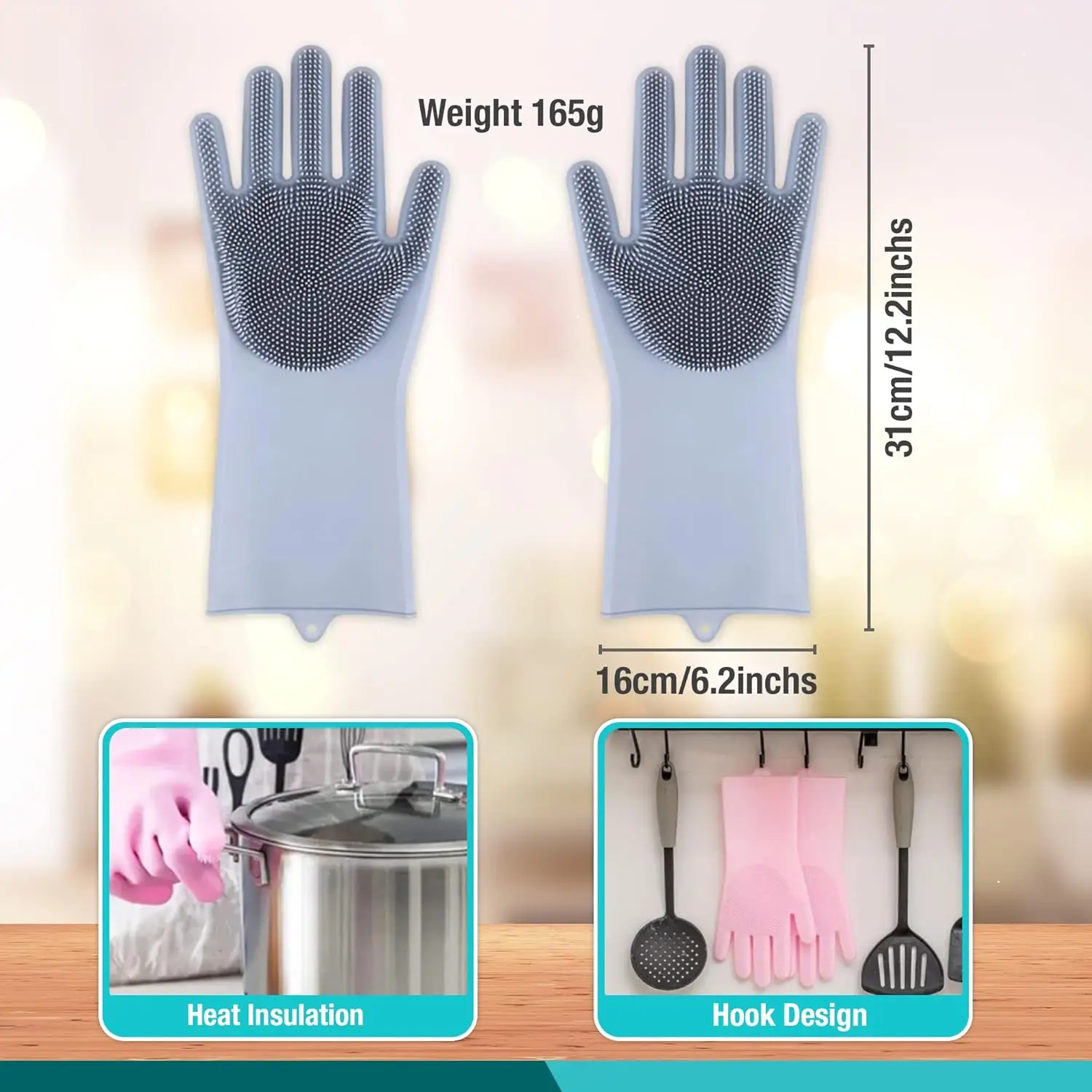 1 Pair of Multi-Function Silicone Cleaning Gloves Brush Pet Grooming Rubber Scrub Gloves To Enhance Pet Hygiene