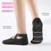 2 Pairs Women Yoga Socks Silicone Anti-slip Ballet Pilates Socks Cotton Ladies Backless Breathable Bandage Dance Sports Socks 4