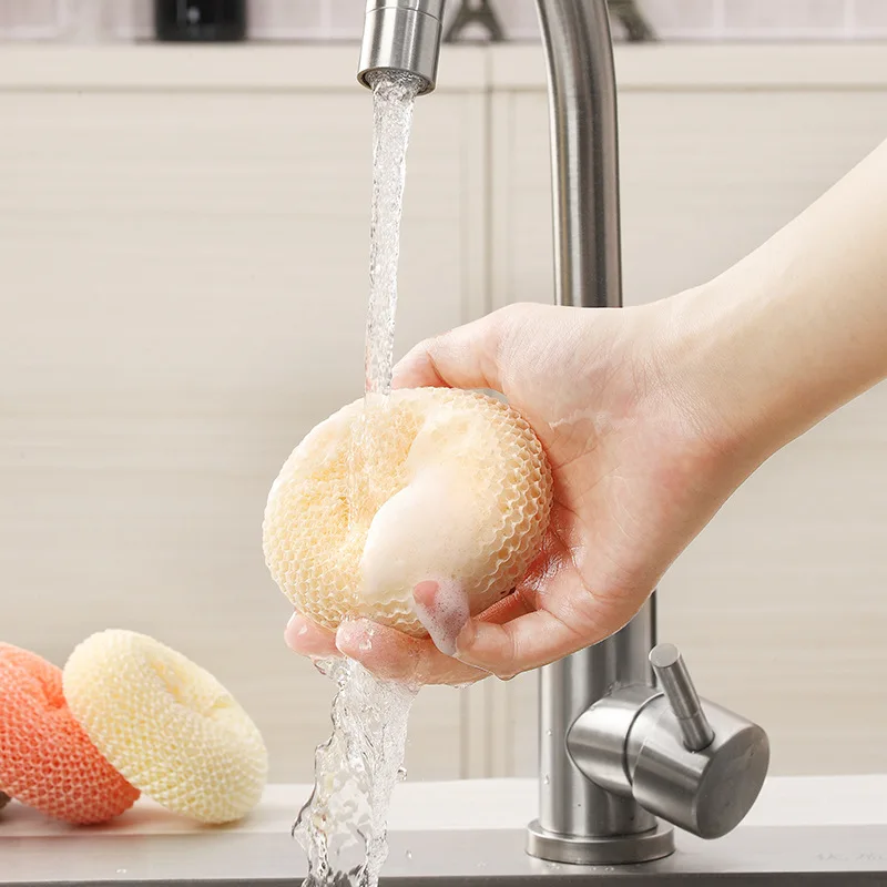 5/10Pcs Bamboo Fiber Dishwashing Sponge Pan Pot Dish Wash Sponges Household Cleaning Tools Kitchen Tableware Dish Washing Ball