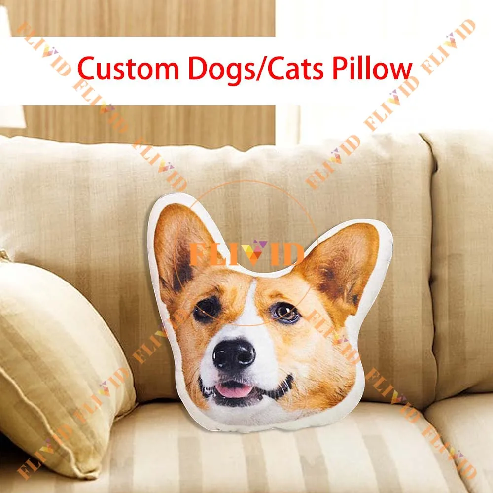 Customized 3D Pet Dog Cat Pillow,Custom Dogs Cats Animal Shape Pillows,Personalized Animals Face Head Photo Portrait Pillow 3