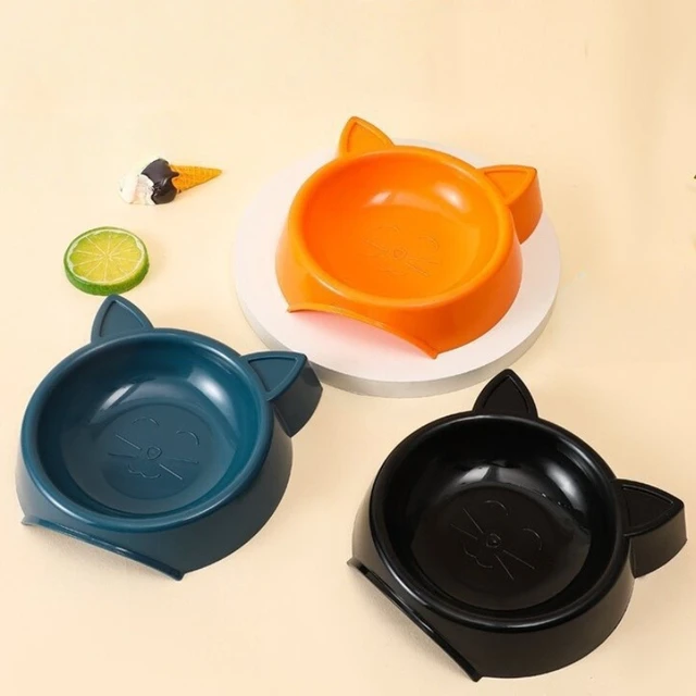 ​​Candy Color Cat-Ear Bowl with Smooth Edge - Chin-Friendly Large Capacity Pet Dish for Cats & Small Dogs, Food & Water Feeder