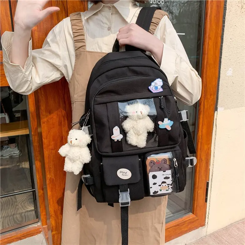 Ins Style Large Capacity High School Student Schoolbag Korean Style Cartoon Backpack College Student Backpack For girl student