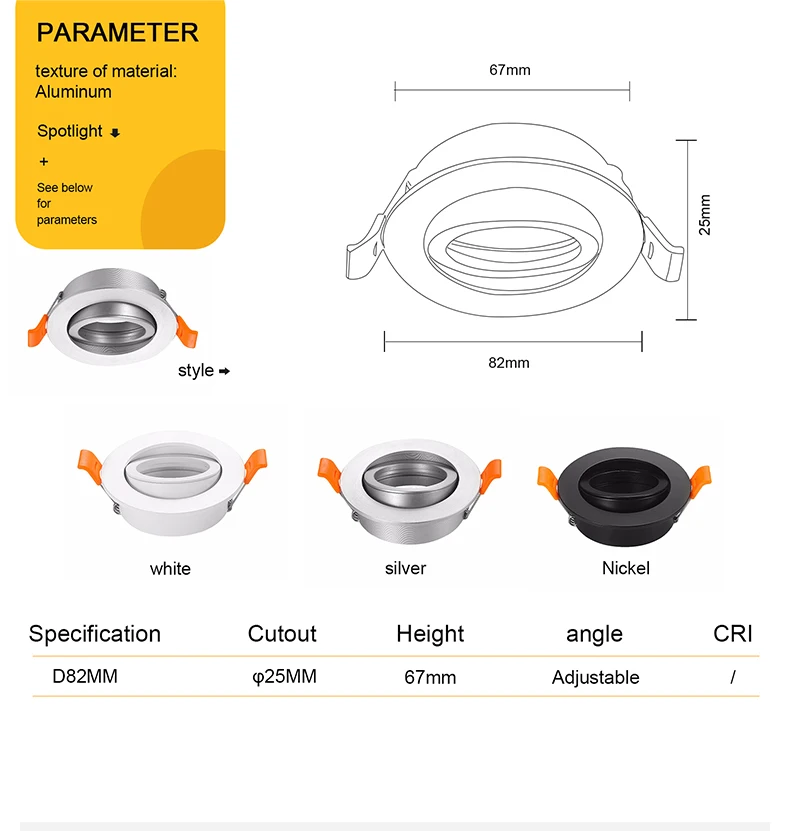 ajustável, Fitting Fixture, montagem teto Spot Lights, GU10, 2PCs