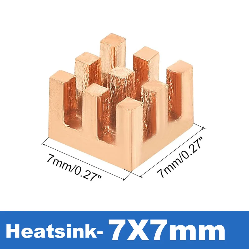 순수 구리 히트싱크 라디에이터 쿨러 2W/mK 열전도 테이프 포함 메모리, IC 칩셋 6x6mm/7x7mm/8x8mm