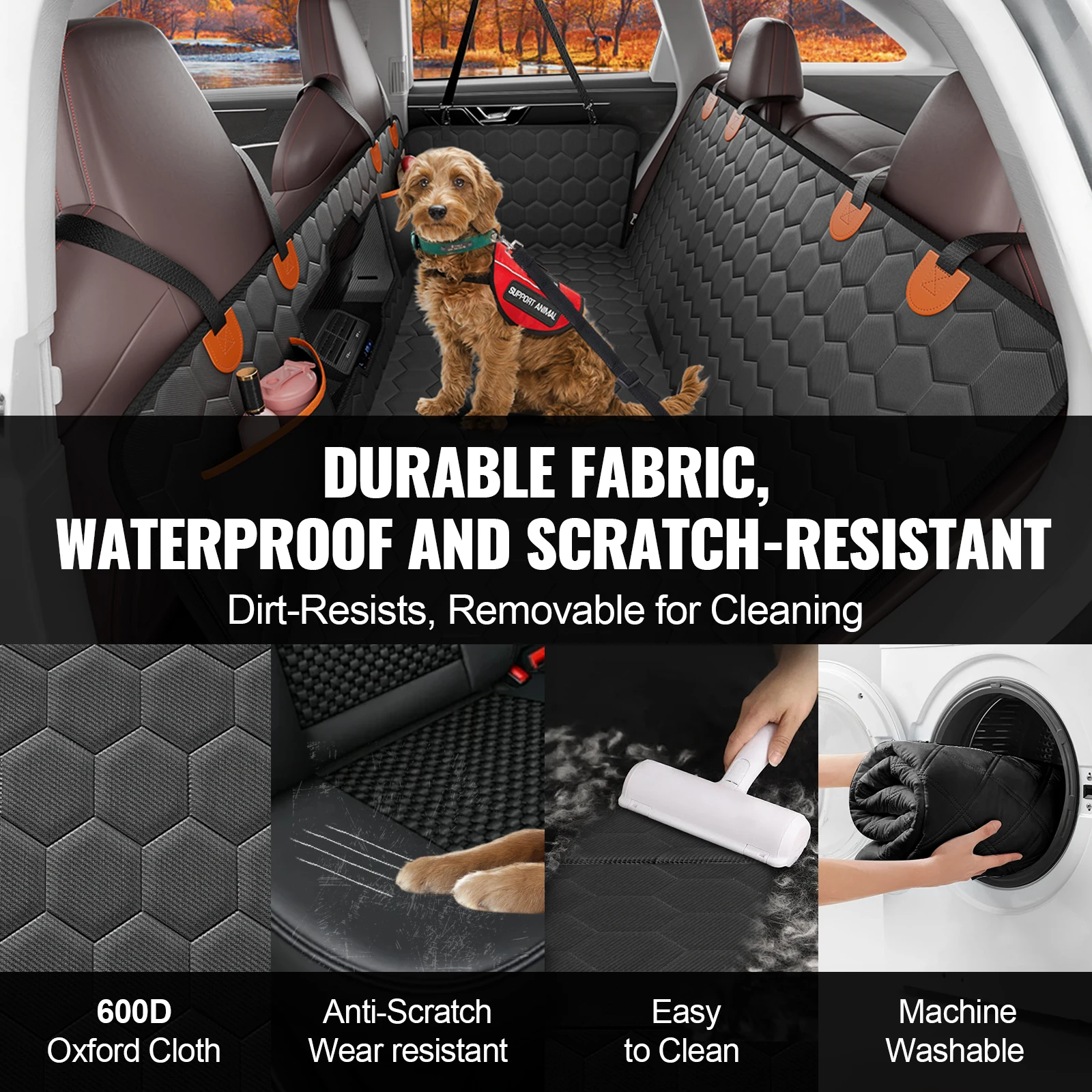dog car seat cover back seat extender with mesh window and storage pocket supports 350lbs dog hammock