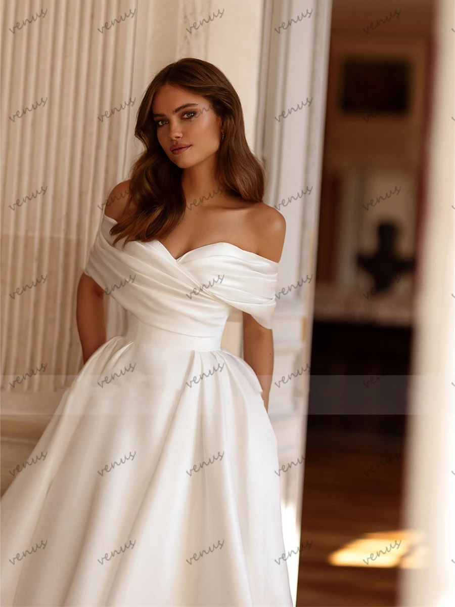 Graceful Wedding Dresses A-Line Tulle Bridal Gowns Off Shoulder Robes For Formal Party Glamorous Vestidos De Novia Customized 3