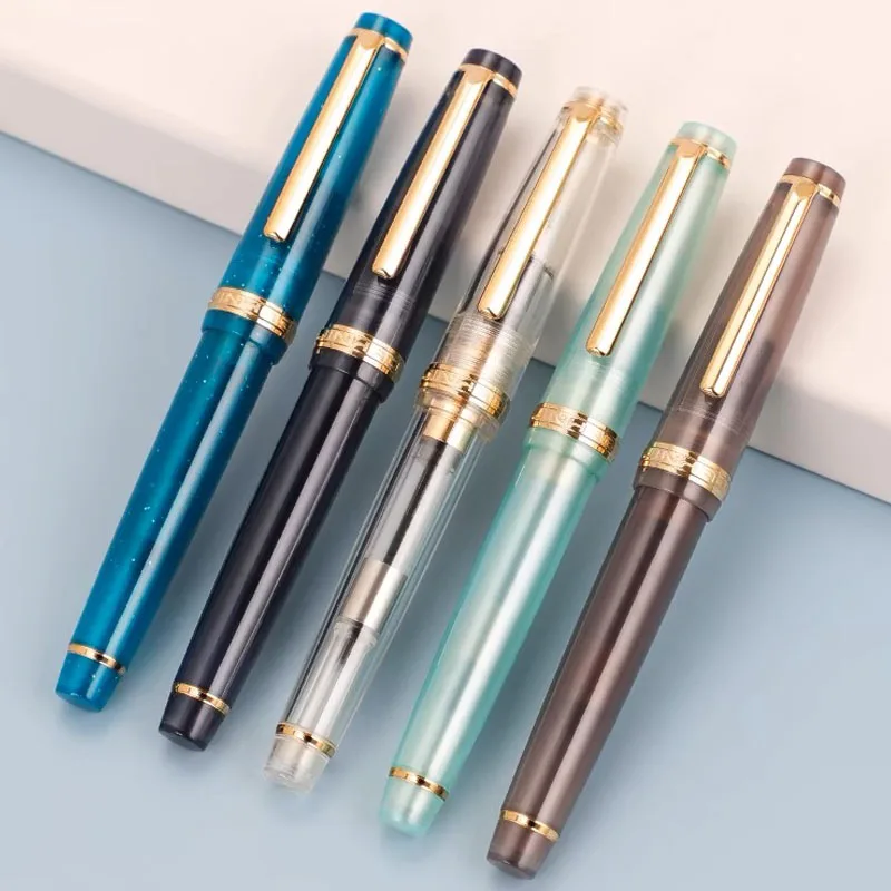 Luxury Acrylic Fountain Pen with Golden Clip - Elegant Writing Instrument