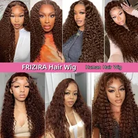 250% densité chocolat brun vague profonde perruques cheveux humains 13x4 13x6 HD dentelle avant perruque de cheveux humains 30 40 pouces dentelle frontale perruque bouclée 5