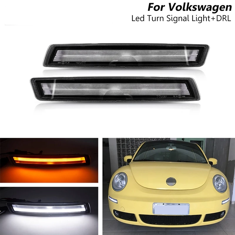 

Clear LED Turn Signal DRL Daytime Running Light With Amber Turn Signal Lights For VW Beetle 2006-2010 Car Supplies Accessories