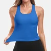 Attraco Women Sports Tank Tops 1PCS/3PCS/4PCS Solid U Neck High Elastic Built In Bras Racerback Breathable Fitness Camisole 4