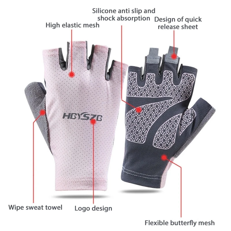 Sports Half Finger Gloves Cycling Gloves Sport Gloves Motorcycle Gloves Outdoor Camping Motorcycle Gym Fitness Gloves Non-Slip Unisex Gloves Shockproof Fingerless Cycling Equipment Summer