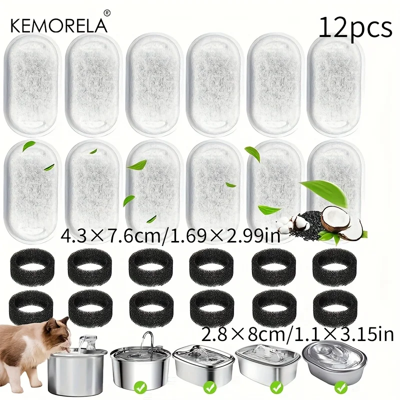 12/15PCS Cat Water Fountain Activated Carbon Sponge Filters for Stainless thumbnail 2