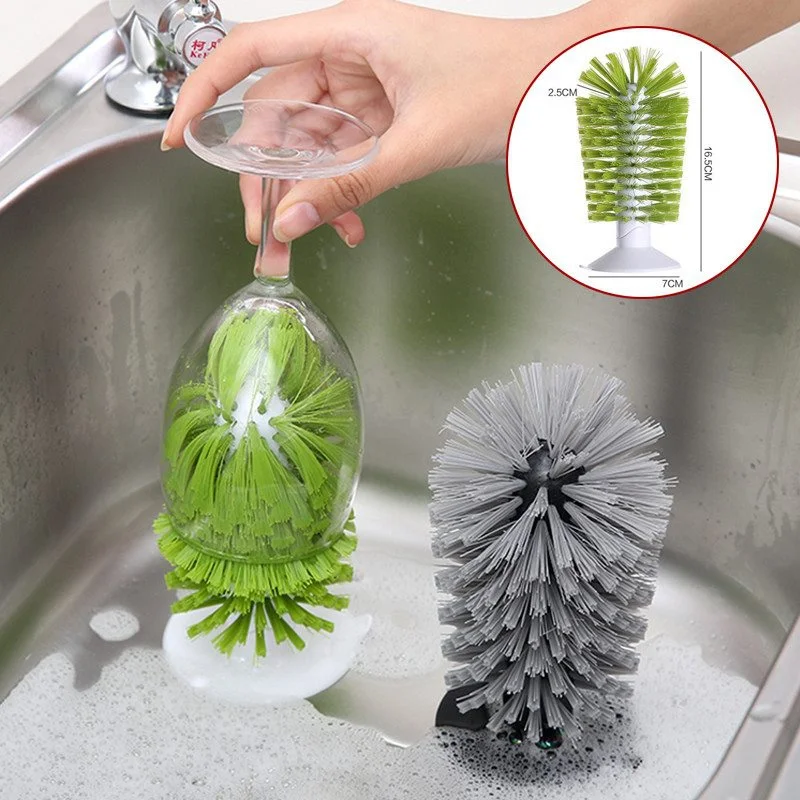 Suction Cup Standing Kitchen Cleaning Brush With Flexible Bristles For Sink  Stove Bathtub Household Long Handle Clean Brush - Cleaning Brushes -  AliExpress