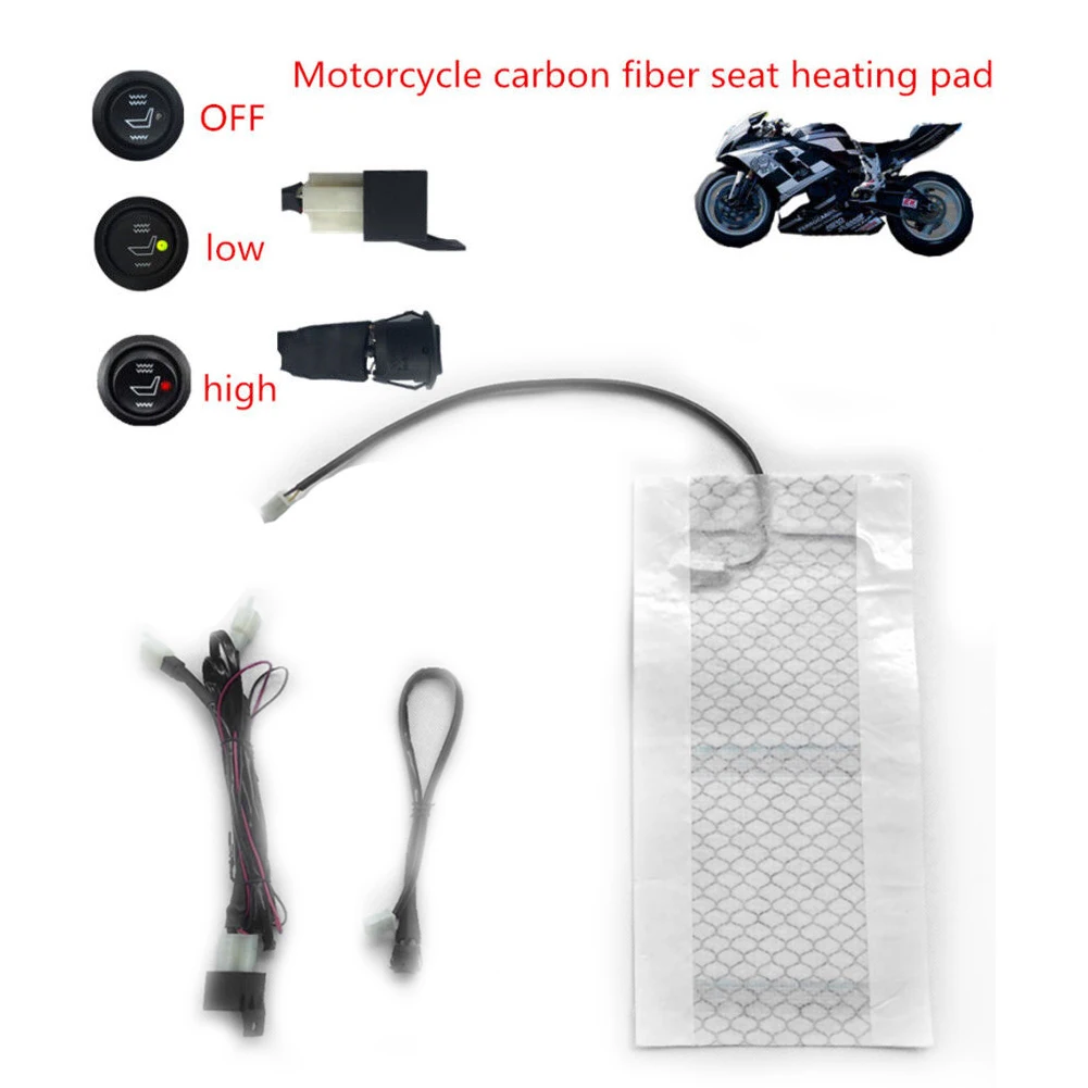 

1x Universal Carbon Fiber Seat Heater Warmer Kit Heated Pad Fits For Motorcycle/ ATV/ Bike DC12V 25W 400mmX200mm Motorbike Part