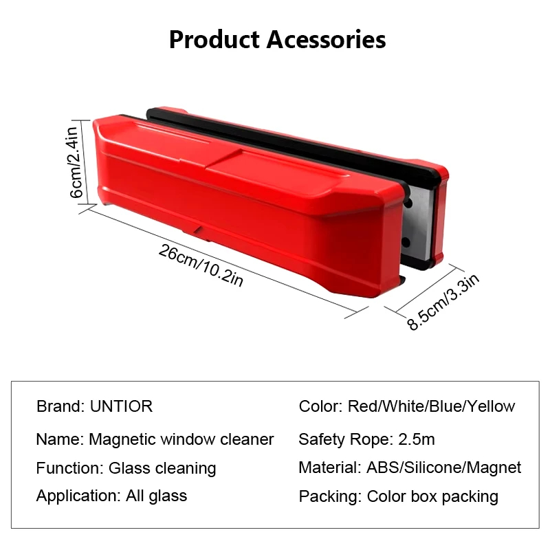 Upgraded Magnetic Window Cleaner Durable Plastic Construction Includes Replacement Pads and Accessories for Insulating Glass