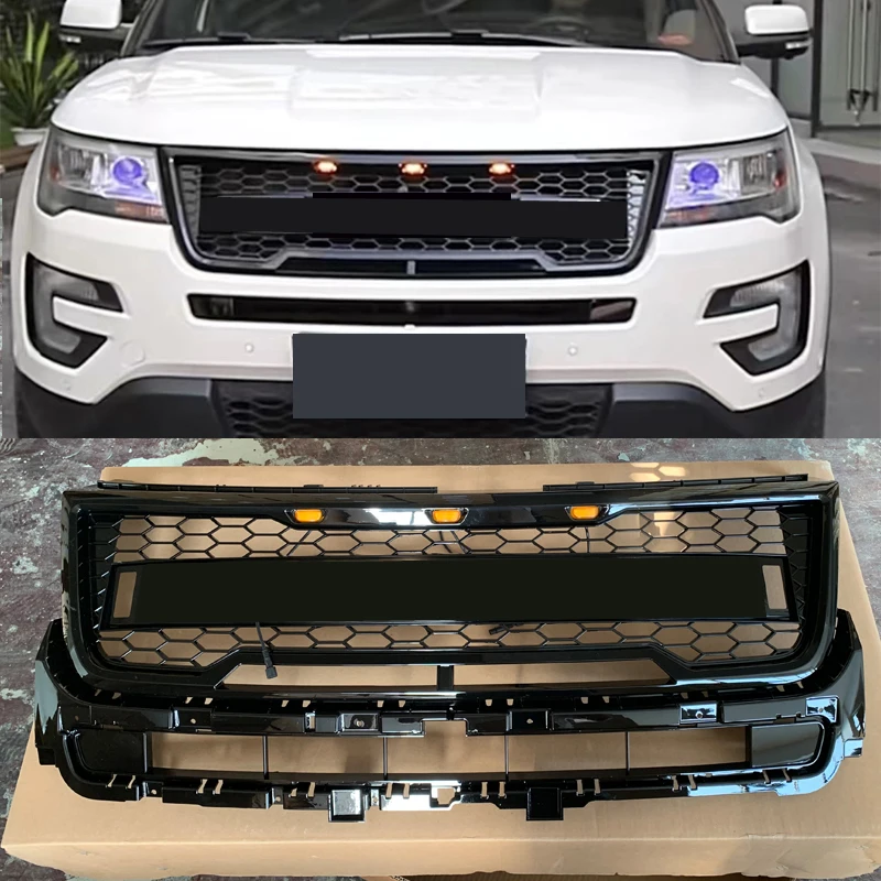 フォード エクスプローラー 2016〜 LED内蔵 フロントグリル 黒 カスタム