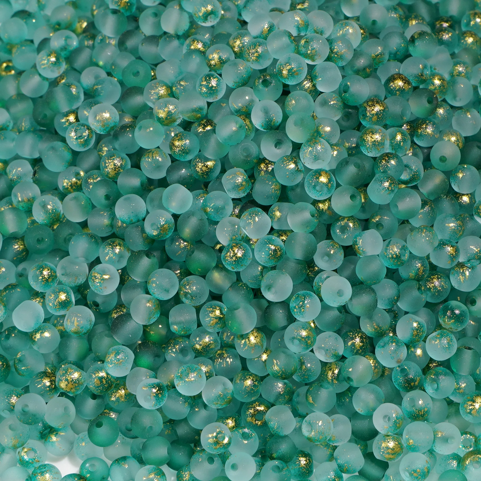 Premium Frosted Gold Splattered Glass Beads for DIY Jewelry - 100Pcs, 4mm