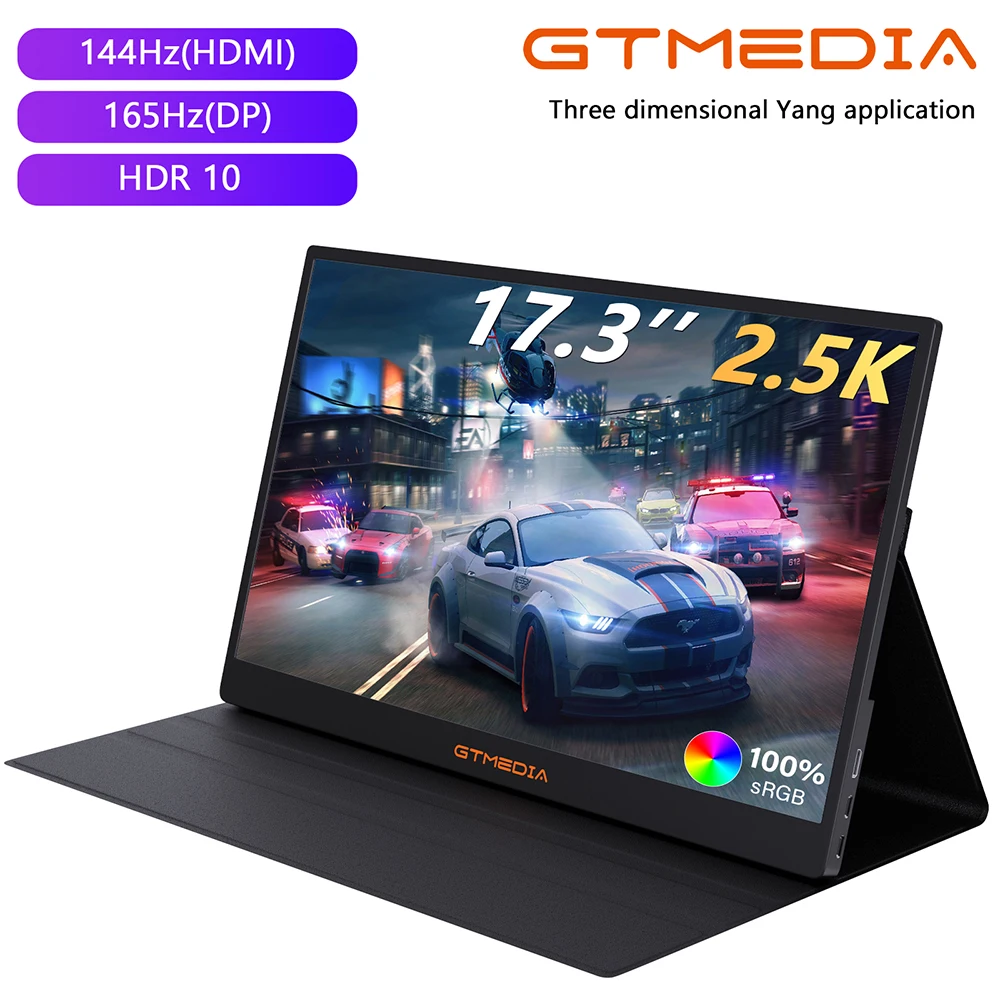 

GTMEDIA игровой Mate 173 17,3 дюймов 2,5 K 165 Гц (DP) портативный дисплей 2560*1440 дисплей игровой экран для ноутбука Mac Xbox PS4/5 Switch