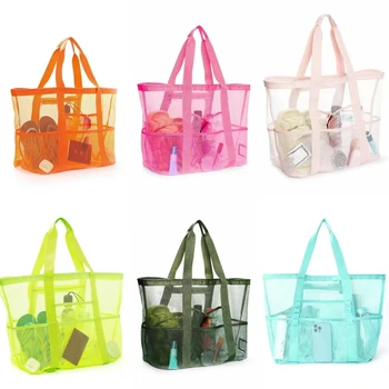 Borsa da Spiaggia in Rete Traforata per Piscina, Costumi, Ciabatte, Oggetti Vari, Borsa Traspirante per Vacanze al Mare