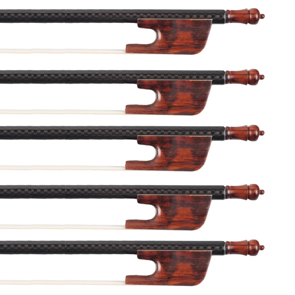 Archetto Legno Serpente Archetto Per Violino 4/4 In Fibra Di Carbonio - Con Crine Mongolino E Rana In Snakewood Arco 4/4 Full Size - Foto 10