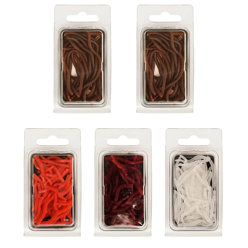 

652F 20/50Pcs Soft Fishing Lures for Bass Soft Lures Swimming Earthworm Baits Lifelike-Fake Baits Artificial Worm-Lures