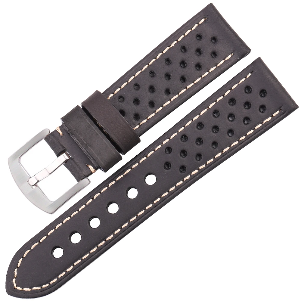Premium Genuine Leather Unisex Watch Strap with Deployment Clasp – Available in Multiple Sizes & Colors