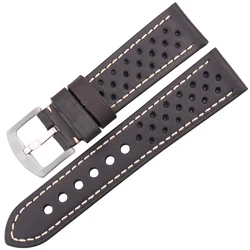 Premium Genuine Leather Unisex Watch Strap with Deployment Clasp - Available in Multiple Sizes & Colors for 22mm (Black Pin Buckle)