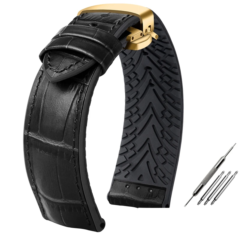 Premium Waterproof Leather & Silicone Watch Strap - 20mm/22mm