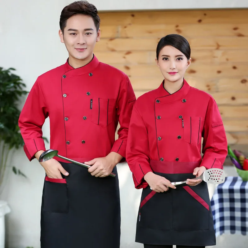 New Chef's Uniform Long Sleeve Hotel Restaurant Chefs Clothes Kitchen  Bakers Jacket Tooling Pastry Chef Jacket Plus Size B-5592 - AliExpress