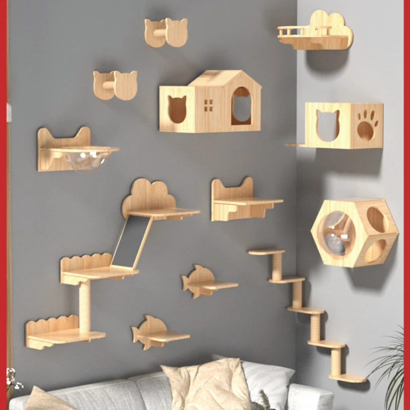 Cat Climbing Frame Wall Mounted Wall Nest Cat Tree Wall Mounted Solid